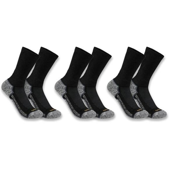 Mens Performance Work Socks 3 Pack Moisture Wicking Cushioned Odor Control - Picture 1 of 7